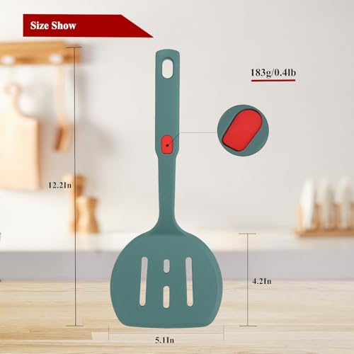 Cooking Fish Spatula,Slotted Egg Spatula Turner with Stainless Steel Handle,Thin Egg Flipper Utensils for Nonstick Cookware (5.1in*4.2in) - Image 3