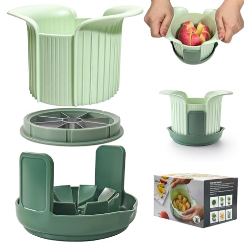 Apple Slicer and Corer, Upgraded Heavy Duty Apple Cutter Slicer with Stand, Cut Apples All The Way Through, Stainless Steel Blade Apple Cutter 8 Slices with Comfort Handle, Up to 3.5 IN Apples