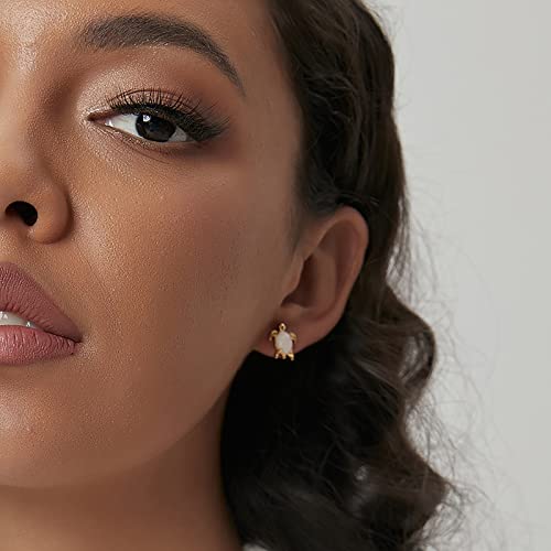 Turquoise Stud Earrings 18K Gold Plated 925 Sterling Silver Post Hypoallergenic Triangle Gold Turquoise Stud Earrings for Women4