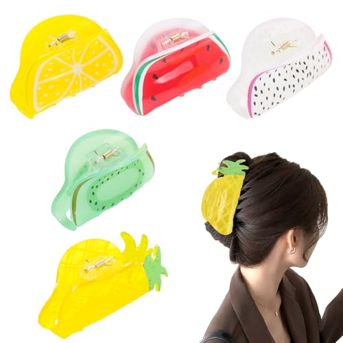 5 Pcs Fruit Hair Clips Strawberry Lemon Orange Pineapple miniatura 1