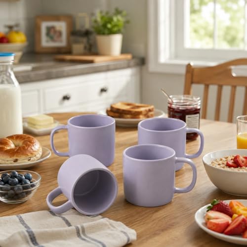 Set de 4 mugs de cerámica mate morados de 11 oz miniatura 5