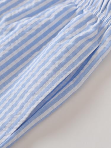 Latuza Women's Cotton Long Sleeve Pajama Set Seersucker Button Down Pj Set4