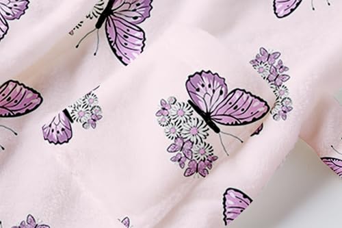 Image of Umeyda Girls Fleece Hooded Robes, Warm Printed Bath Robe for Kids Soft Fuzzy Bathrobe for Gifts