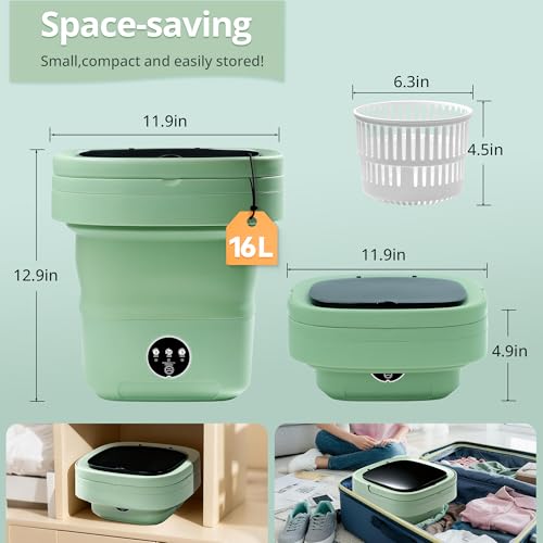 Machine à laver portable pliante 16L avec panier rotatif pour petits espaces