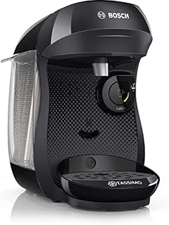 Bosch Tassimo Happy Capsule Machine TAS1002N Coffee Machine, Over 70 Drinks, Fully Automatic, Suitable for All Cups, Space-Saving, 1400 W, Black/Anthracite