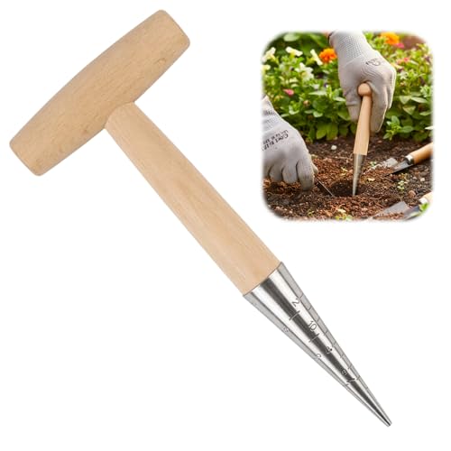 Garden Dibber Seed and Bulb Planting Tool with Depth Markings Ergonomic Handle for Precise Sowing Stainless Steel Dibber for Gardening Enthusiasts