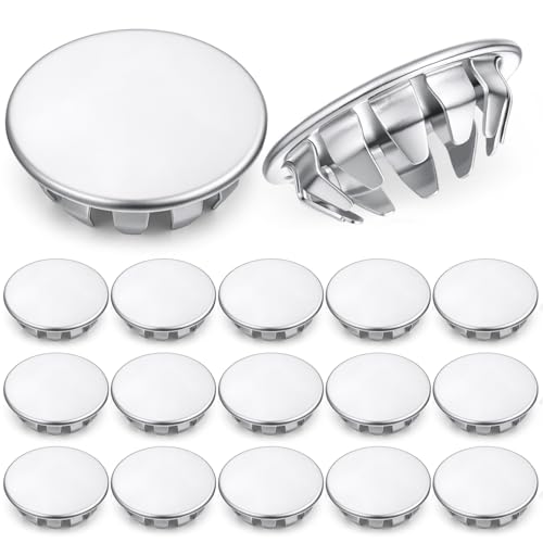 Image of Hicarer 15 Pack Fit 3 /4 inch(19.1mm) Hole Metal Hole Plugs, Nickel-Plated Steel Snap-in Cover for Exposed Holes, Electrical Box Knockout Plugs, No Welding Required for Sinks, Furniture, Automotive