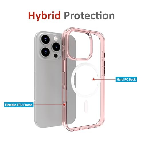 Image of for iPhone Case 16 Pro with Mag-Safe, [Anti-Yellowing Technology] [Military Grade Drop Protection] Shockproof Slim Hybrid Phone Case for iPhone 16 Pro - Crystal Pink