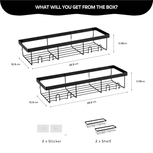 Moforoco Store Moforoco Bathroom Organiser Without Drill, Pack of 2, - Image 3