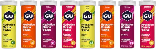 Image of GU Energy Hydration Electrolyte Drink Tablets, Enhanced Endurance Sports Drink for Running, Cycling, Triathlon, 4-Count (48 Servings), Assorted Flavors, (Pack of 2)