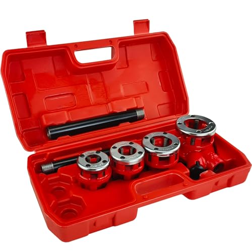 Pipe Threader Ratchet Kit with 4 Dies