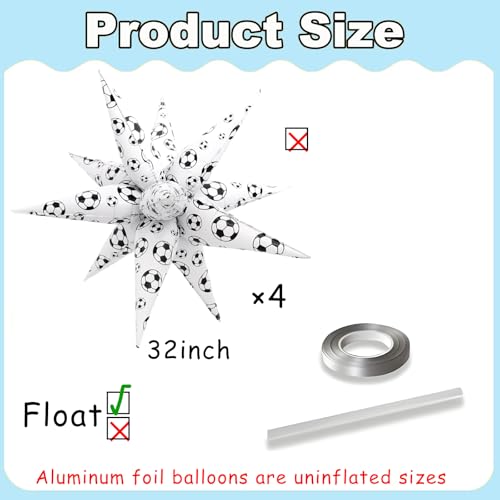 Image of Soccer Balloons Soccer Ball Explosion Star Foil Balloons World Cup Party Decorations Soccer Birthday Party Decorations Trophy Theme Decor Soccers Baby Shower Men