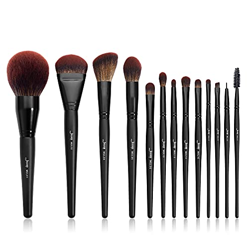 Jessup Makeup Brushes Set Premium Synthetic Powder Foundation Highlight Concealer Eyeshadow Blending Eyebrow Liner Spoolie Brush Set Black 21pcs T271