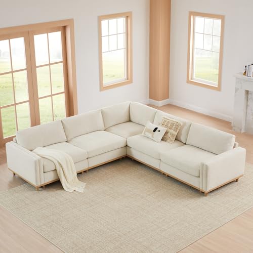 Image of CHITA 114 inch Super Large Sectional Modular Sofa, Down Filled, 5 Seat, Linen