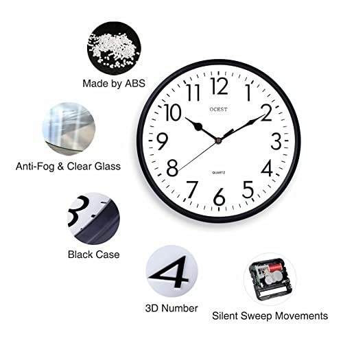 OCEST Tuinklokken voor buiten, waterdicht, 30,5 cm groot display, batterij-aangedreven kwarts, decoratieve klok, stil, niet-tikkend, rond, gemakkelijk af te lezen, voor zwembad, terras, badkamer, - Afbeelding 3
