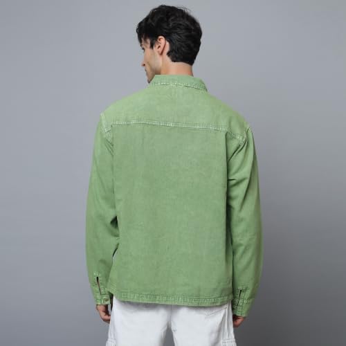 Image of Men's Denim Oversized Tshirt | Full Sleeve | Spread Collar | Casual Wear