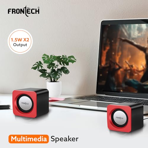 FRONTECH Premium 2.0 Channel USB Powered Speakers with 1.5W x 2 Output, AUX Input, and 1-Year Warranty (Red) - Image 2