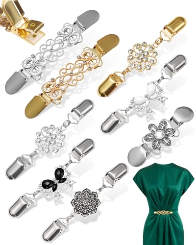 FIVEIZERO 8 Pcs Vintage Cinch Clips, 5 Styles Sweater Clips