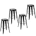HOMCOM Lot de 4 tabourets de Bar Industriel empilables Hauteur Assise 76 cm métal Noir