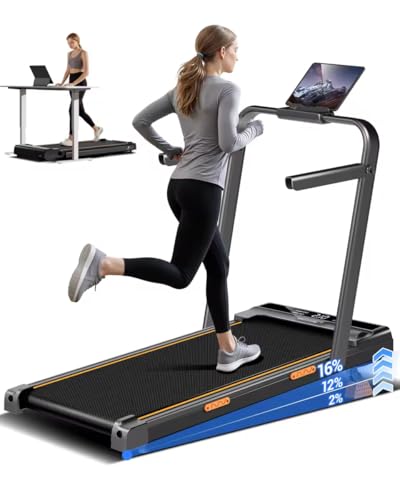 16% Incline Walking Pad Treadmills for Home Small, 4-in-1 Under Desk Treadmill with Handles, Foldable Treadmill with 2.5 HP Quiet Brushless, 330 LBS Capacity