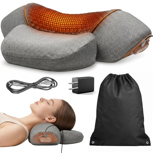 Freebody 3-in-1 Neck Massager Pillow with Heat & Massage Ergonomic Neck Support Pillow with Stretching Support for Home & Office Use Grey