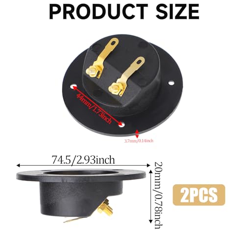 2 Pcs Speaker Sub Box Terminals Cup for Subwoofer Box Black 3 Inch Round 2-Way Spring Loaded Jacks Wire Connector Binding Post Cup Connector Subwoofer Plug for Speaker Sub Home Car Stereo - Thumbnail 2