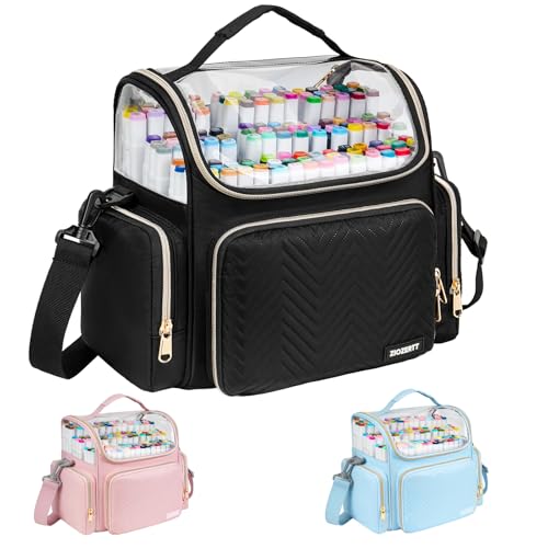 ZIOZERTT Estojo Organizador De Marcadores Grande Com Suporte De Marcadores De Acrílico, Bolsa De Armazenamento De Marcadores De Viagem 2 Em 1, Organizador De Marcadores Para Pincéis, Lápis De Cor E