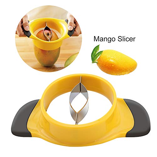 Mango Slicer Splitter Cutter Pitter with Stainless Steel Blade Fruit Divider Ergonomic Rubber