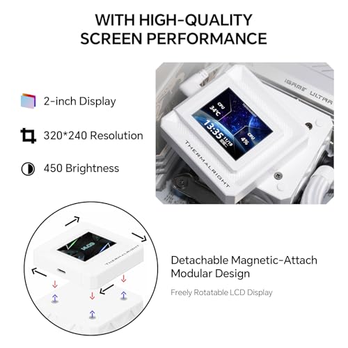 Image of Thermalright FW360 SE ARGB V2 360mm AIO Liquid CPU Cooler, 2 inch LCD Screen | 3000RPM Pump, 3xTL-M12Q 120mm PWM Daisy-Chain Fans, for AMD AM5 /AM4 and Intel LGA1851 /1700, White