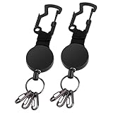 Prasacco 2 Stück Schlüsselanhänger Ausziehbar, Schlüsselband Ausziehbar Einziehbarer Schlüsselrolle mit 55cm Stahldrahtseil, für Hose und Gürtel