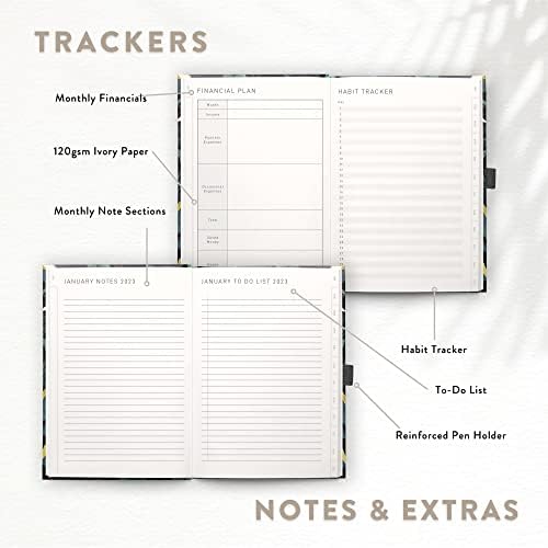 Scribble & Dot® 2023 Diary - A5 Week to View Diary | runs Jan'23-Dec'23 | A5 Luxury Diary with Tabs, Trackers, Notes & More for Busy Schedules (Jungle at Night)