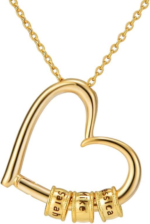 Spanish Card,To My Wife Personalized Name Necklace -Family's Love Engraved 1-7 Name Pendant With Gift Box for Wife Girlfriend Birthday Valentine's Day Christmas Gfts