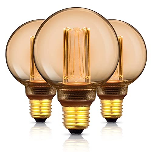Edison Vintage Glühbirne E27 Dimmbar, E27 LED Vintage Design Birne, Retro Stil zur Stimmungsbeleuchtung, 230V 120LM 1800K extra warmweiß dimmbar, 3 Stück