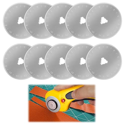 10PCS 45mm Rotary Cutter Blades Replacement Blades Fits Rotary Cutter Rotary Cutter for Fabric Sewing Accessories Fabric Cutter & Quilting Accessories