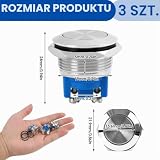 3-częściowy zestaw chwilowych przycisków z zaciskami śrubowymi, stal nierdzewna, metalowe, wodoszczelne przyciski 19 mm, 2 A, 12 V/24 V/125 V/250 V, płaska główka, IP65, do samochodu, SUV i innych