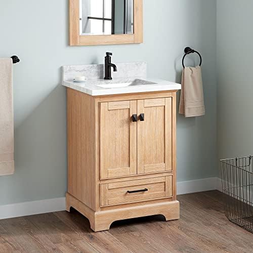 Signature Hardware 483347 Quen 24" Free Standing Single Basin Vanity Set with Cabinet, Vanity Top, and Undermount Sink - 1 Faucet Hole