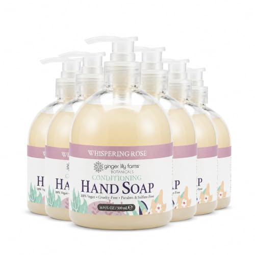 Image of Ginger Lily Farms Botanicals Hand Soap, 16.9oz /6pk, Whispering Rose
