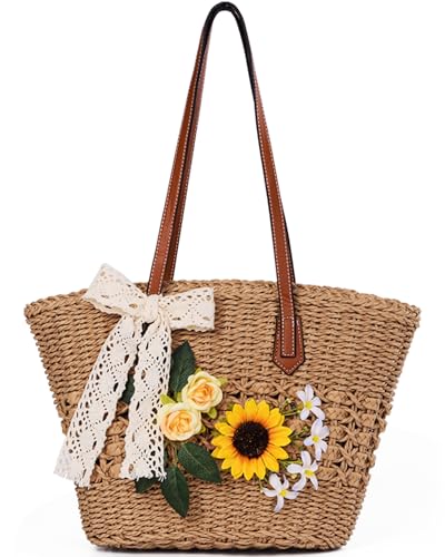 Bolso de paja tejido para mujer miniatura 4