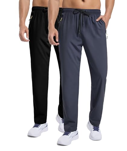 Men's Sweatpants Lightweight Workout Pants with Zipper Pockets Elastic Waist Athletic Pants for Men Exercise Jogging Hiking