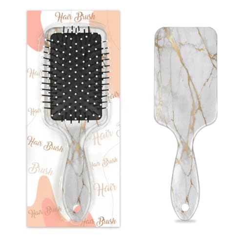 Cepillo de pelo con purpurina dorada y mármol blanco, cepillo de pelo húmedo y seco, cepillo de pelo desenredante de plástico para niños y adultos, regalo de vuelta a la escuela, mujeres y hombres