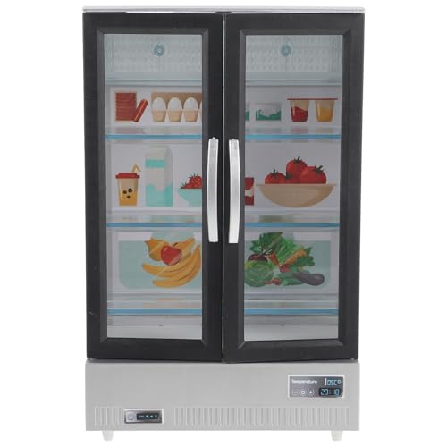 Réfrigérateur double porte miniature en plastique compact pour décorer la maison de poupées