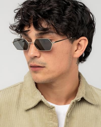 JUDOO Small Narrow Rectangle Sunglasses for Women Men Retro Y2K 90s Hexagon Frame Skinny Sunnies4