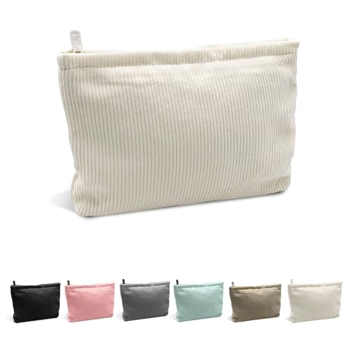 Beauty Case Da Viaggio Trasparente In Pelle PU Bianca - Organizer Portatile Per Trucchi E Cosmetici 22.9x15.2x6.3 Cm - Impermeabile, Con Maniglia