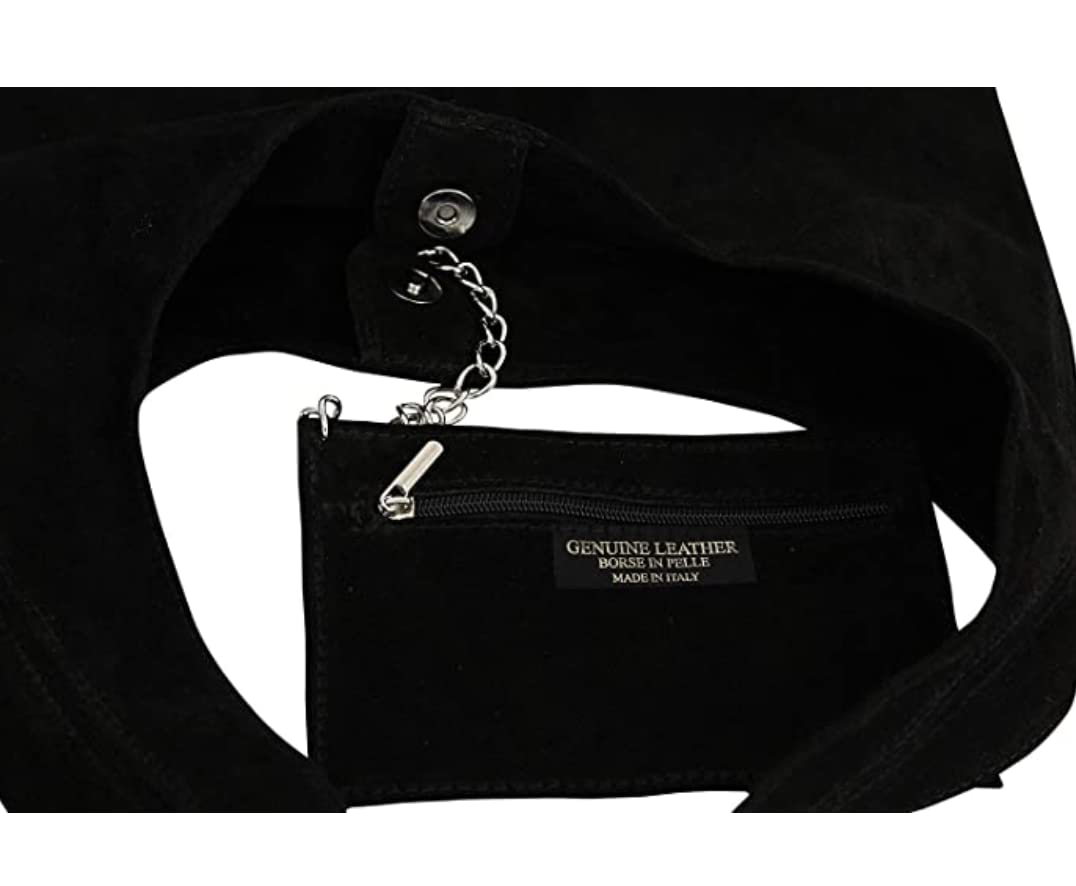 Borsa a tracolla da donna in pelle scamosciata pochette, borsa a tracolla, shopper, da donna, in vera pelle