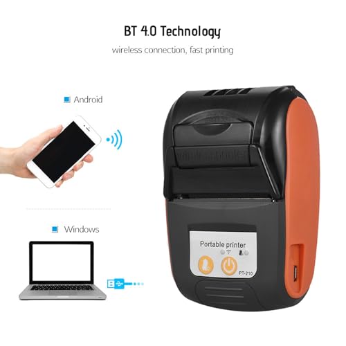Image of Portable Thermal Printer 90mm Direct Thermal for iOS Home Business Shop POS | Bluetooths Mini Receipt Printer 203dpi 1500mAh Wireless USB