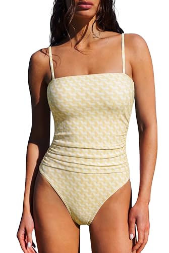 Image of SUUKSESS Women Sexy One Piece Swimsuit Tummy Control Square Neck Bathing Suit