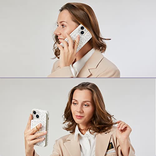 Elteker Iphone 13 Phone Case With Card Holder, Iphone 13 Wallet Case For Women With Ring Kickstand, Rfid Blocking Credit Card Slots Leather Case For Iphone 13 (6.1 Inch) - Gray Leopard #TOP6