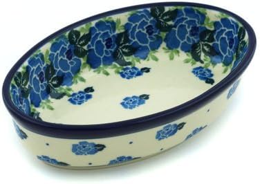 Polmedia Polish Pottery Condiment Dish - Rose Wreath Pattern Handmade in Boleslawiec Poland by Ceramika Artystyczna + Certificate of Authenticity