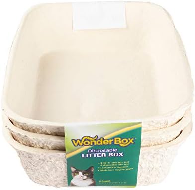 Kitty's Wonderbox Disposable Litter Box, 2-in-1 Functionality, Disposable Cat Litter Box And Liner , 3 count