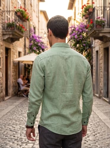 Image of Men's Cotton Blend Solid Casual Shirt Regular Fit Full Sleeve Shirt for Men Plain Formal & Casual Wear Collared Button Down Shirt